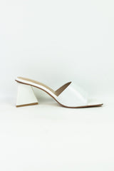Square Toe Slip - On Heels (White) - Spunkz
