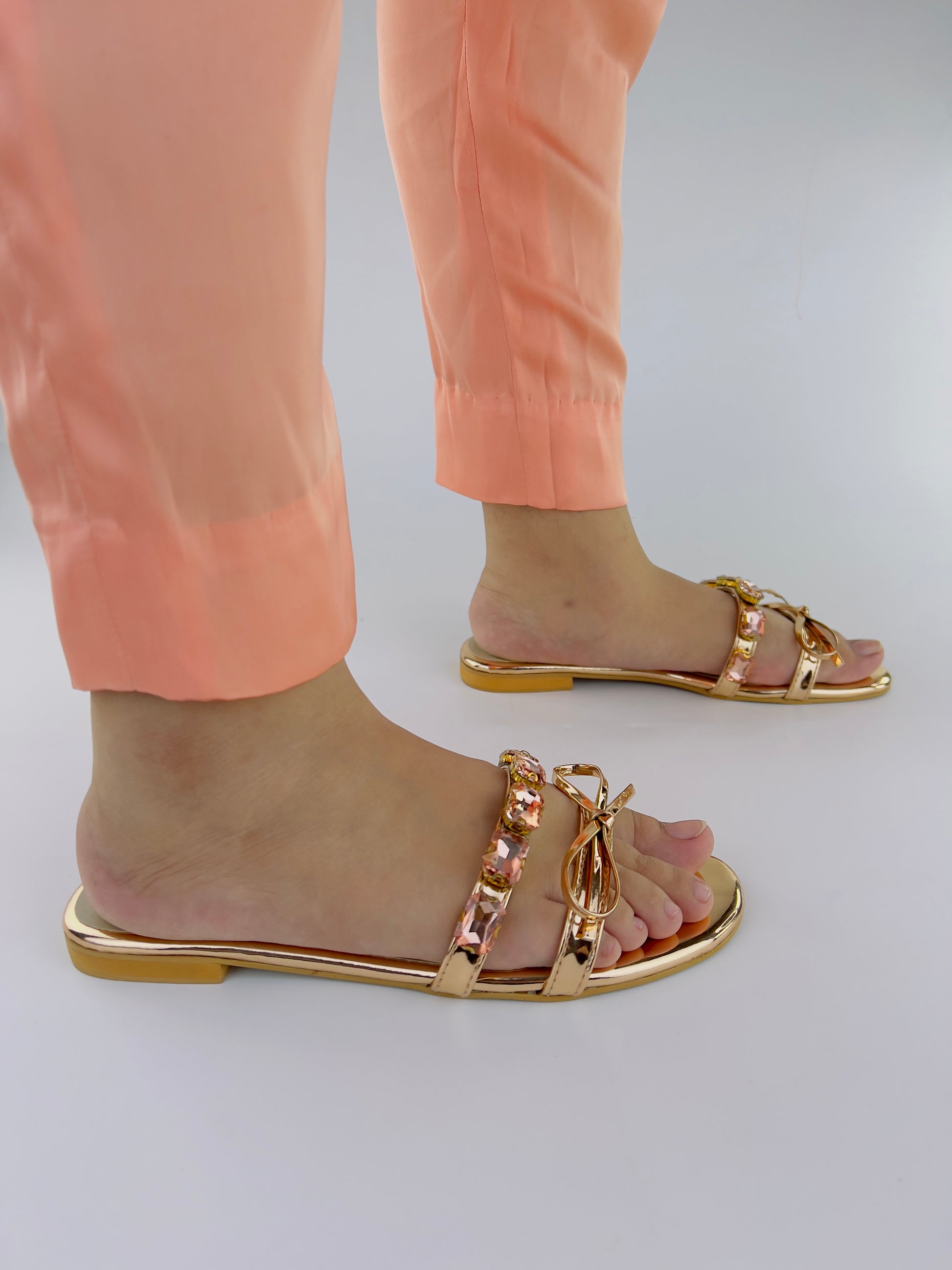 Myra Rose Gold Flat Slides (11070) - Spunkz