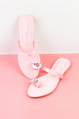 Heart Pink Toe Ring Slides (11076) - Spunkz