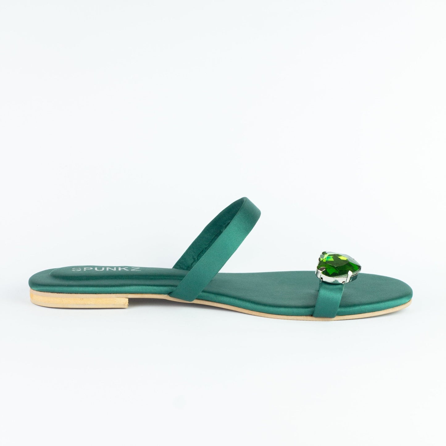 Heart Green Diamond Toe Ring Flats (11076) - Spunkz