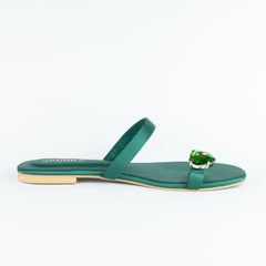 Heart Green Diamond Toe Ring Flats (11076) - Spunkz
