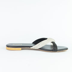 Silver Black Knot Slippers - Spunkz