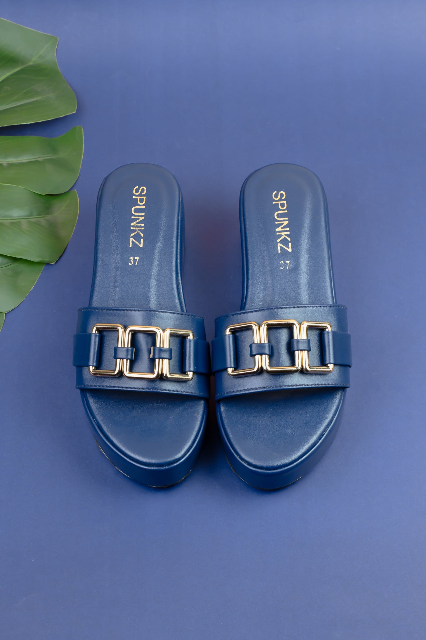 Spunkz Blue Chain Wedge Shoes - Spunkz
