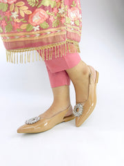 Nude Slingback Flat Pumps (11003) - Spunkz