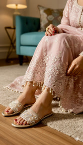 Tara Gold Flat Slippers