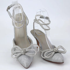 Shimmery Bow Lace Up Heel 9452