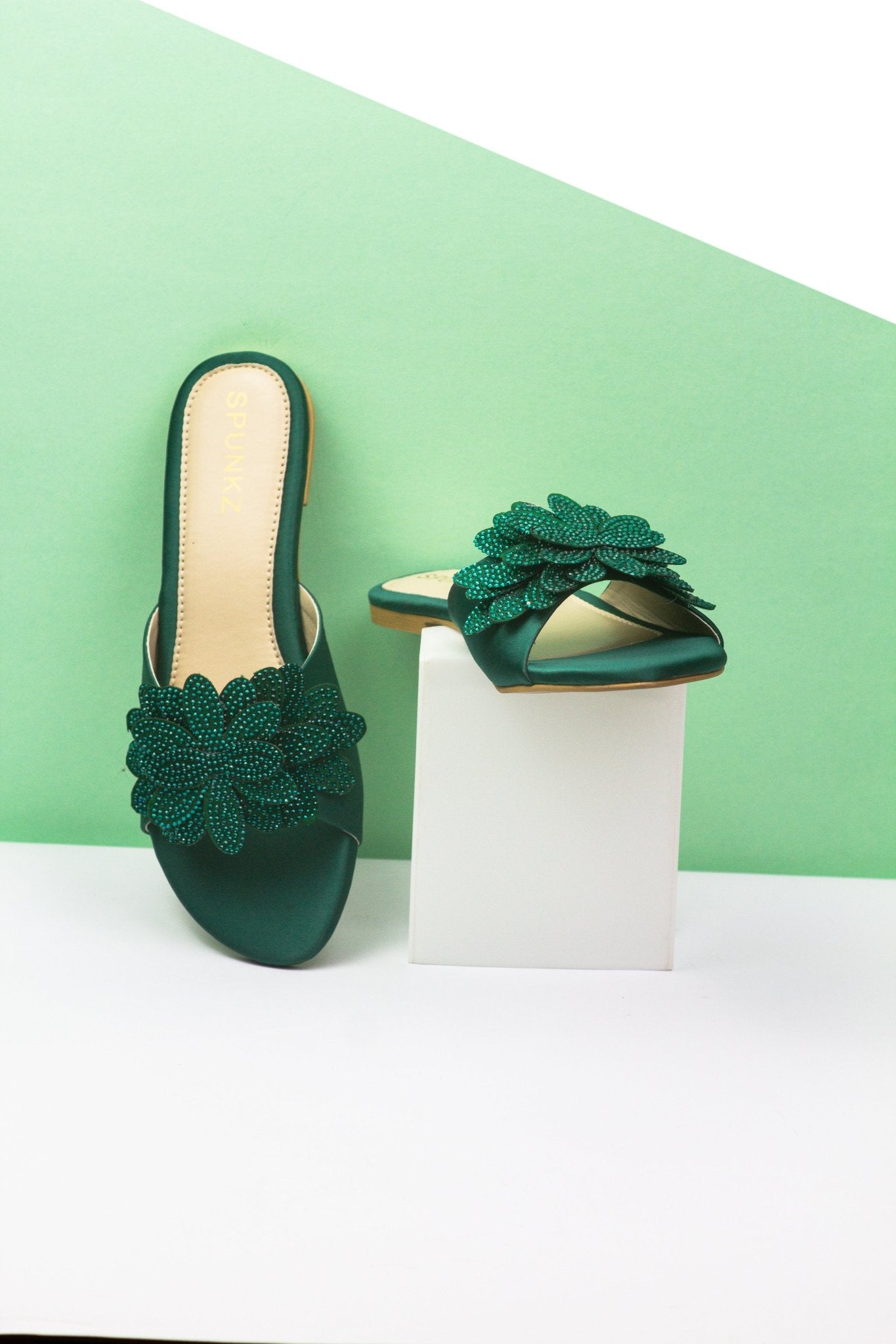 Melena Green Slippers (11030) - Spunkz