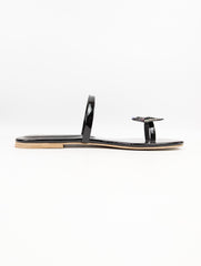 Floral Black Slippers (11014) - Spunkz