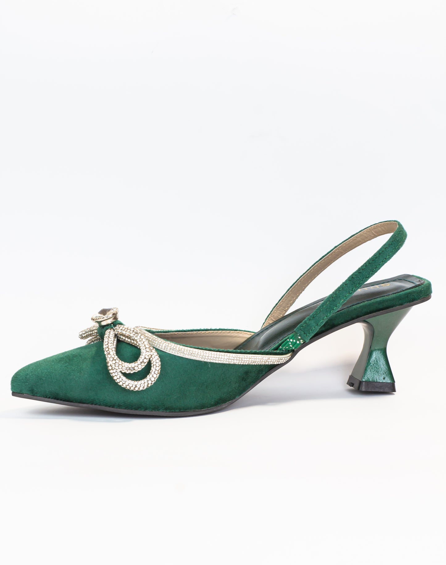Jade Green Crystal Diamond Mesh Bowknot Diamante Heel - Spunkz