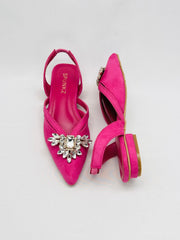 Velvet Pink Slingback Flats (11017) - Spunkz