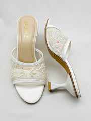 White Floral Mesh Sandals - Spunkz