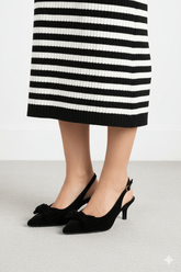 Black Velvet Bow Heels - Spunkz