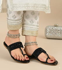 Kolhapuri Chappal (Black) - Spunkz