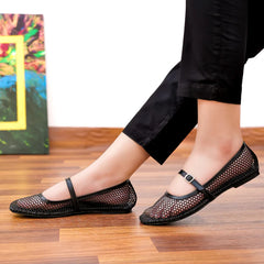 Fishnet Flats Black Ballet Pumps