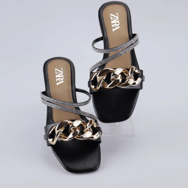 Chain Strap Flat Slides