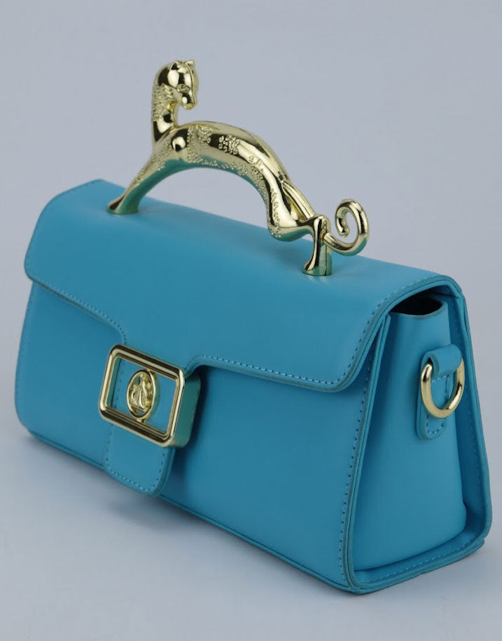 Spunkz Premium Leather Shoulder Bag with Leopard Metal Buckle - Spunkz