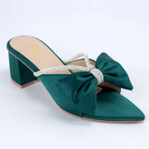 Bow Mesh Block Heel 910386