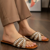 Brown Embellished Slippers (90015)