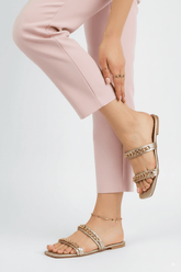 Ziva Beige flat sandals (11038) - Spunkz