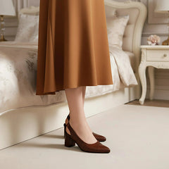 Croc Wood Block Heeled Sandals (12001)