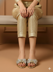 Gold Embellished Slippers (11020)