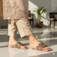 Sofia Flat Sandals (Peach)