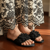 Melena Black Flat Slides (11030) - Spunkz