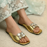 Gold Crocs Diamond Slippers - Spunkz