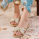 Gold Embellished Slippers (11020)
