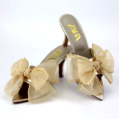 Satin Bow Heels 90385
