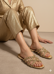 Sitara Gold Flat Slides