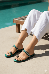 Charyl Green Toe Ring Flats (11025) - Spunkz