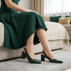 Croc Green Block Heel Sandals (12002)