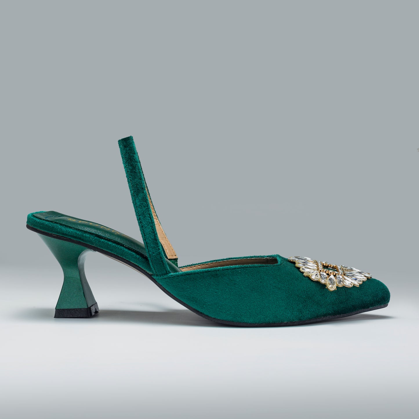 Anastasia Green Velvet Slingback - Spunkz