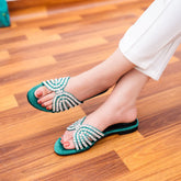 Jamie Green Flat Slippers (11035)