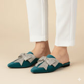 Nile Aqua Flat Mules (11029) - Spunkz