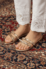 Myra Gold Flat Slippers (11070) - Spunkz