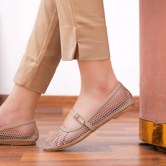 Fishnet Beige Ballet Pumps