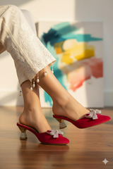 Velvet Bow Heel (Red)
