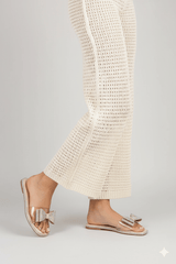 Shimmery Pink Bow Flats (11055) - Spunkz