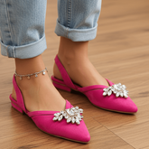 Velvet Pink Slingback Flats (11017) - Spunkz