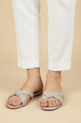 Strappy Knot Silver Flats - Spunkz