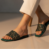 Sofia Flat Sandals (Green) 90056