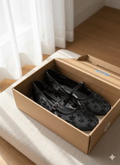 Black Mesh Floral Ballet Flats - Spunkz