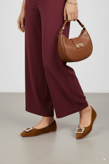 Myla Brown Velvet Pump Shoes - Spunkz