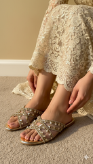 Sitara Gold Flat Slides