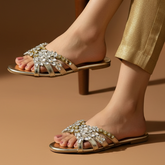 Gold Embellished Slippers (11020)