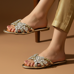Gold Embellished Slippers (11020)