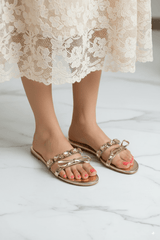 Myra Gold Flat Slippers (11070) - Spunkz