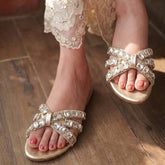 Nuur Golden Flat Slippers 90064